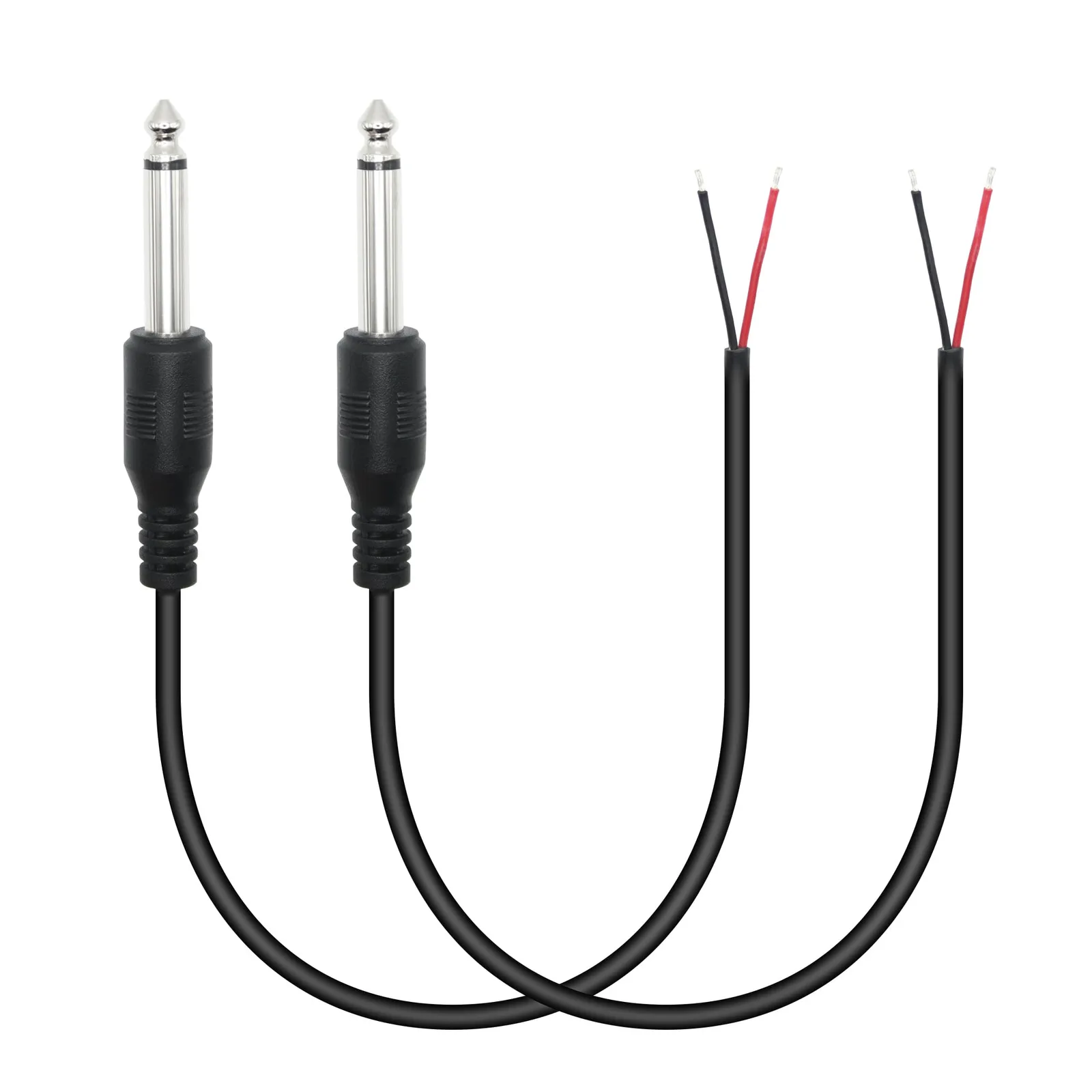 Kabel audio mono 6,35 mm z wolnym zakończeniem (gołe przewody), długość 0,5 m, zestaw 2 szt.