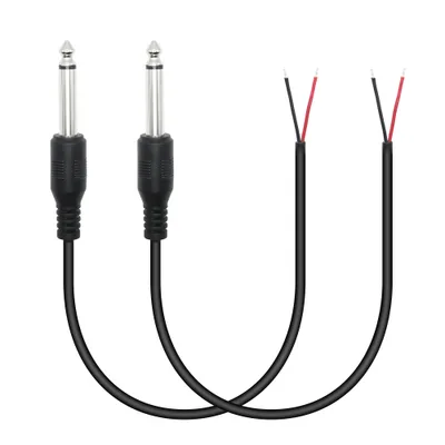 Kabel audio mono 6,35 mm z wolnym zakończeniem (gołe przewody), długość 0,5 m, zestaw 2 szt. Riertostng