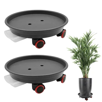 Podkładki pod doniczki z kółkami BJSSBJH 30 cm, białe, 2 szt.
