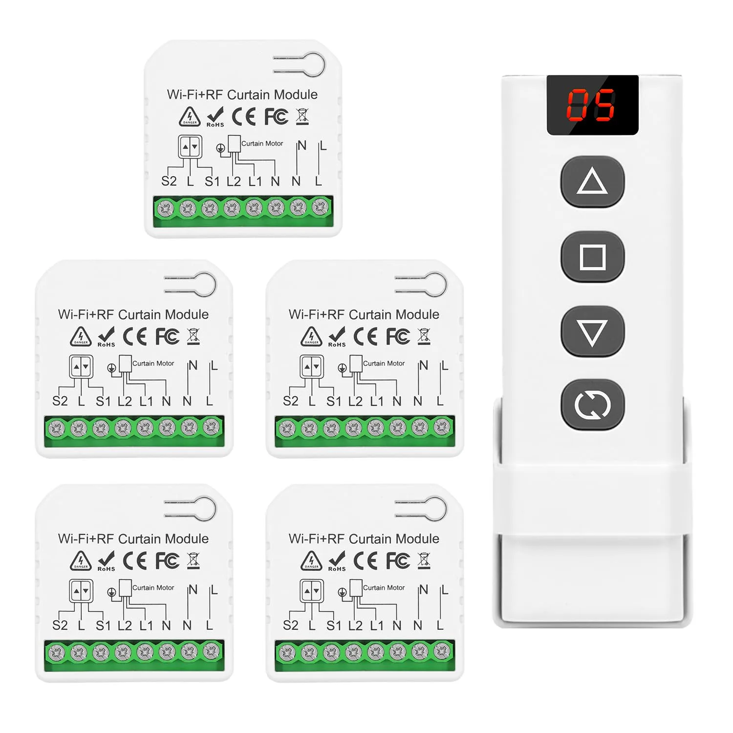 Sterownik WiFi do rolet DieseRC – 5 odbiorników + 1 pilot RF