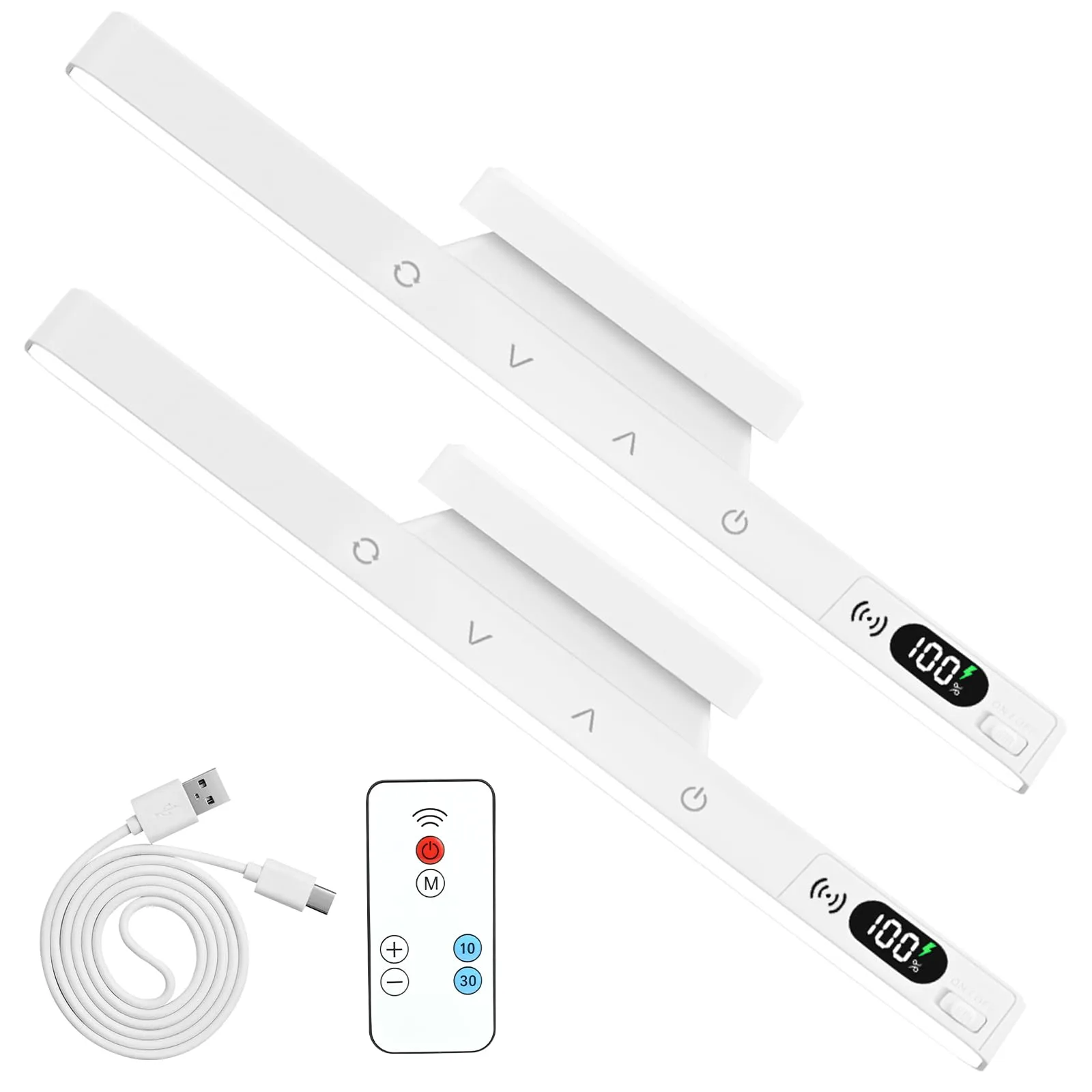 Światła LED na baterie pod szafkę XunHe 29 cm, zestaw 2 szt., białe