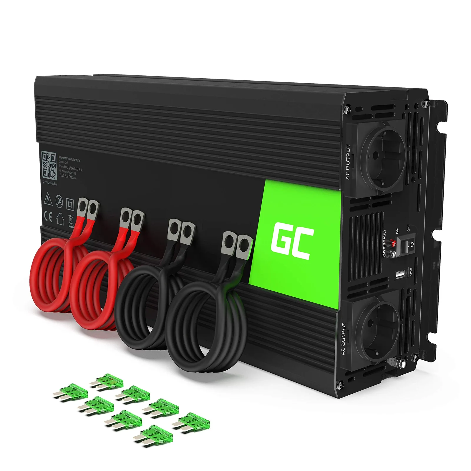 Inwerter Green Cell PRO 12V do 230V 3000W z modifikowaną sinusoidą