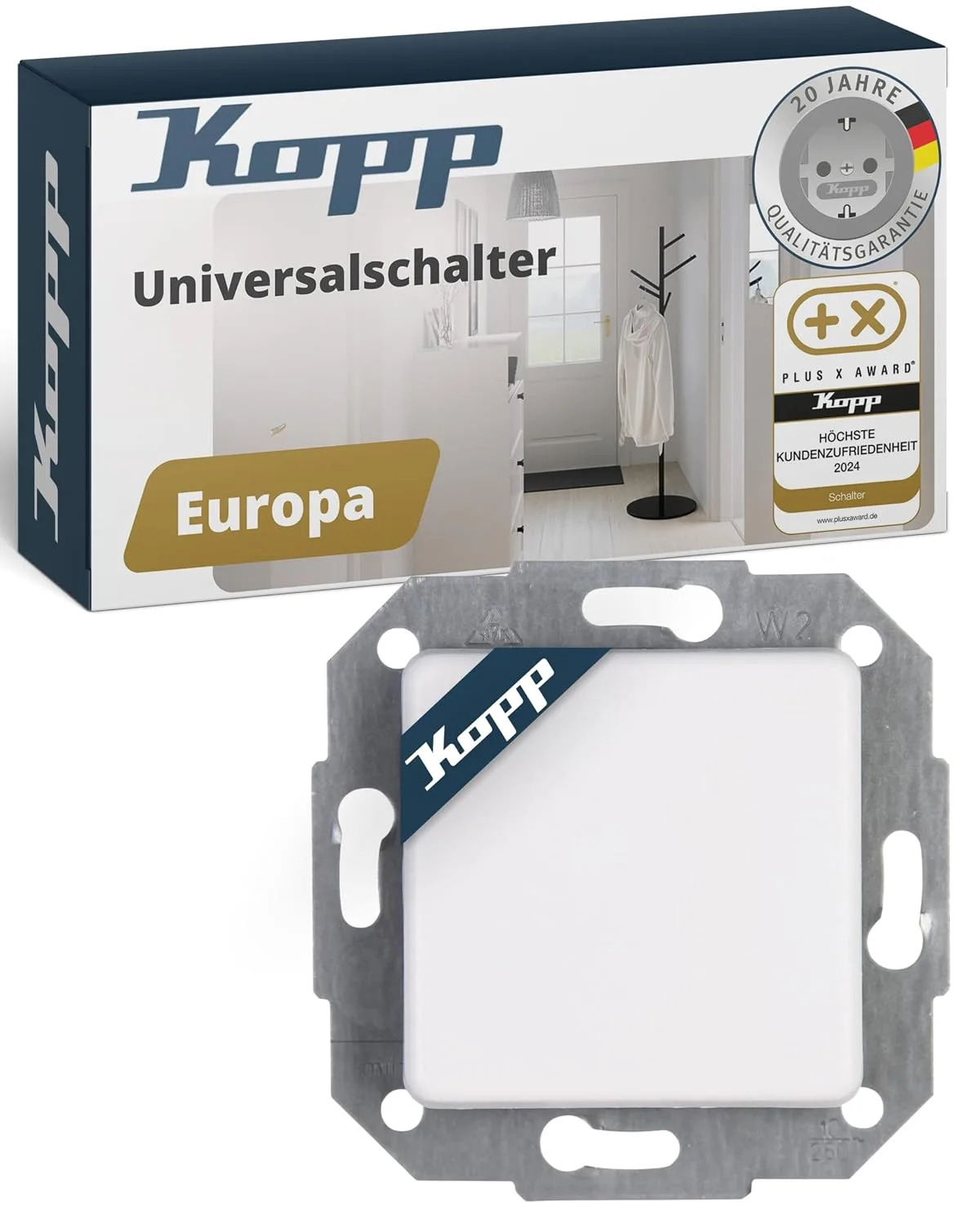 Wyłącznik podtynkowy uniwersalny Kopp Europe 10 AX 250 V biały