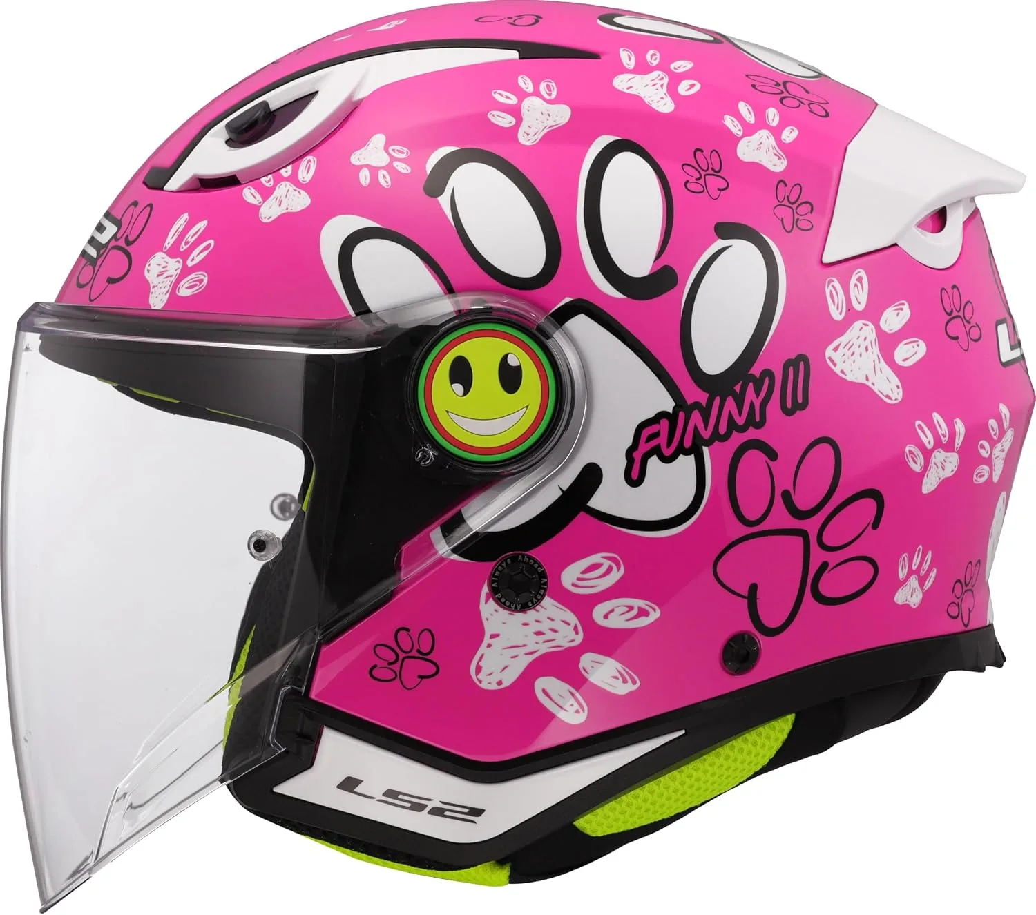 Dziecięcy otwarty kask motocyklowy LS2 Paws 366222246S S, błyszczący różowy