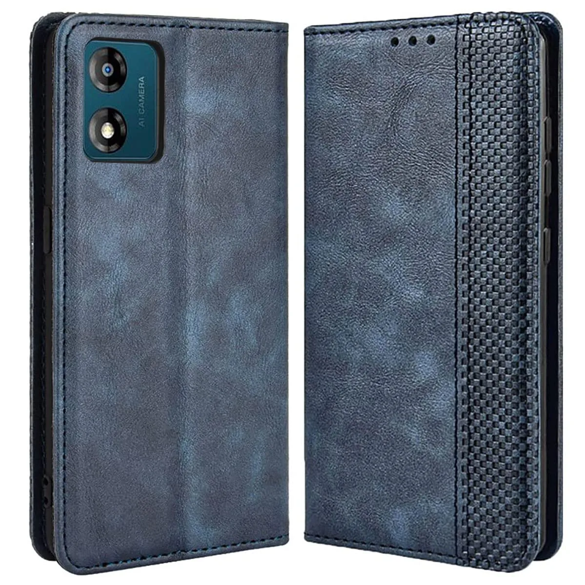 Niebieskie etui portfelowe do Motorola Moto E13