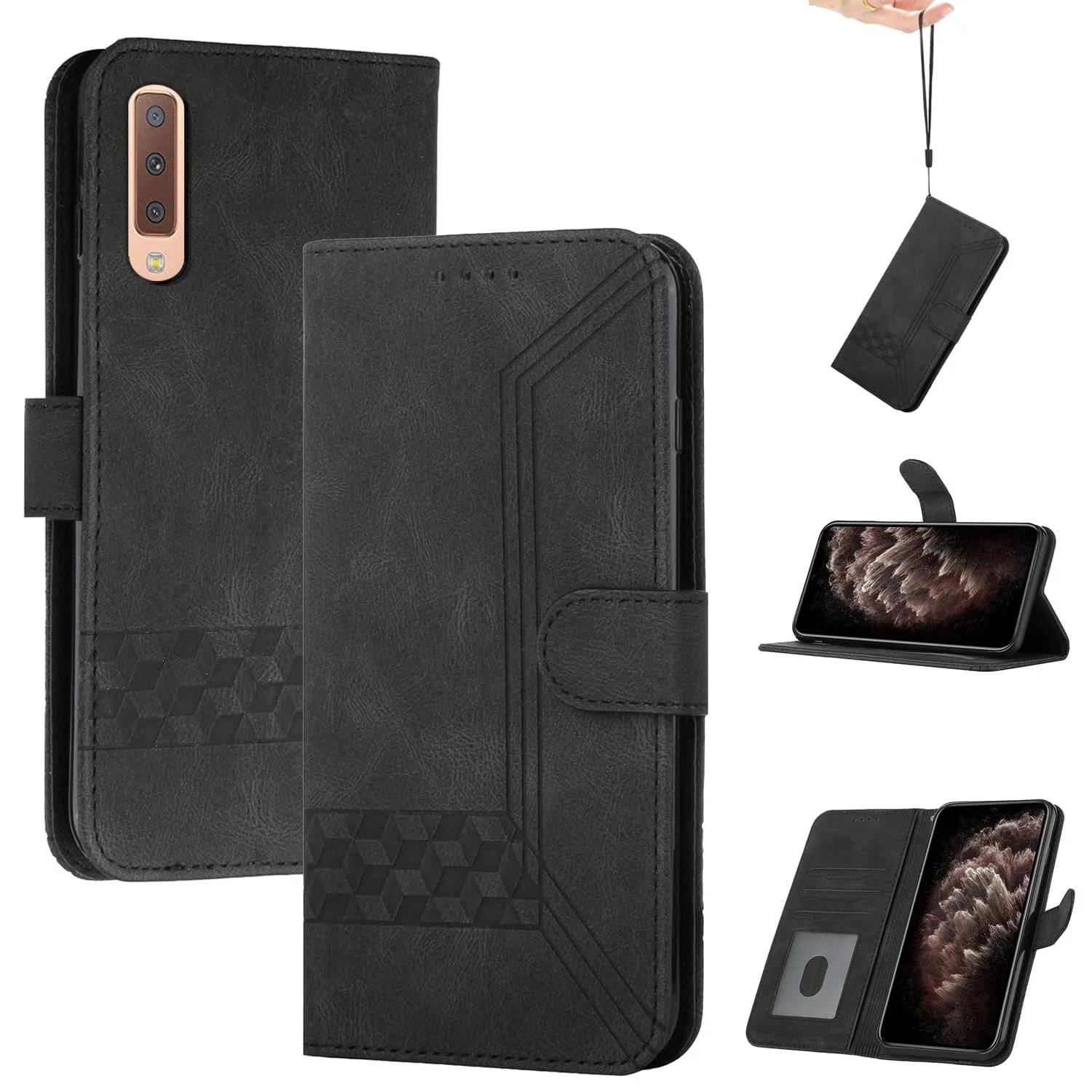 Czarne etui portfelowe do Samsung Galaxy A7 (2018)