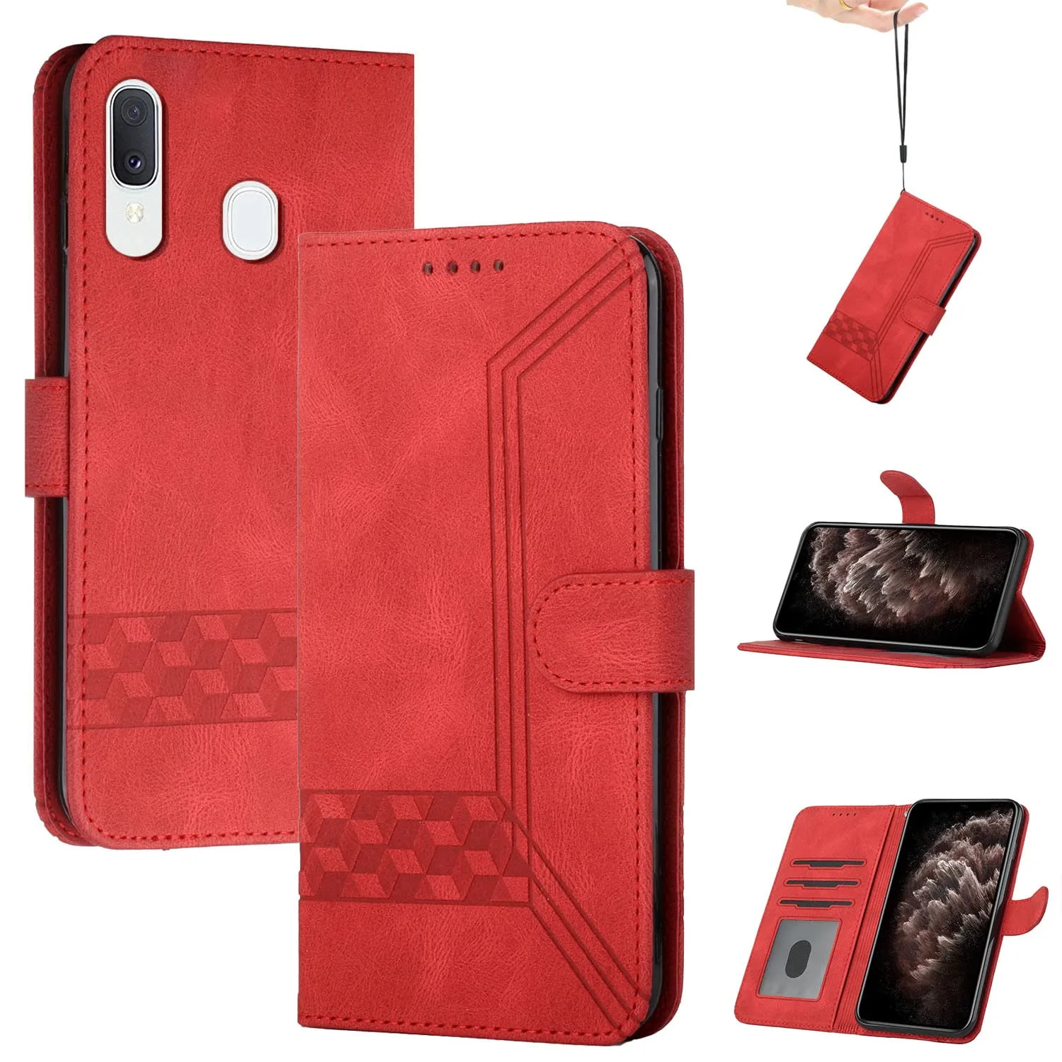 Czerwone etui portfelowe z funkcją stojaka do Galaxy A20/A30/M10S