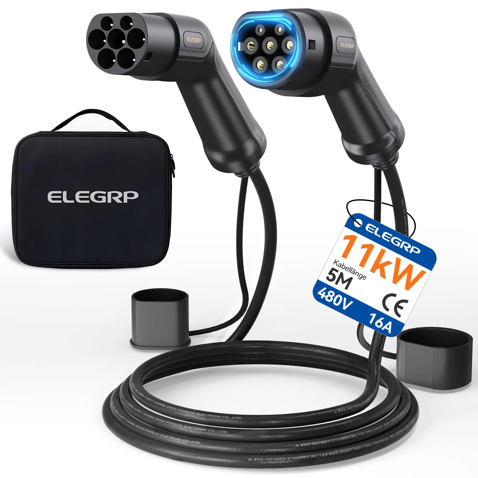 Kabel ładowania ELEGRP Type 2–Type 2 11 kW 16 A 3-fazowy 5 m