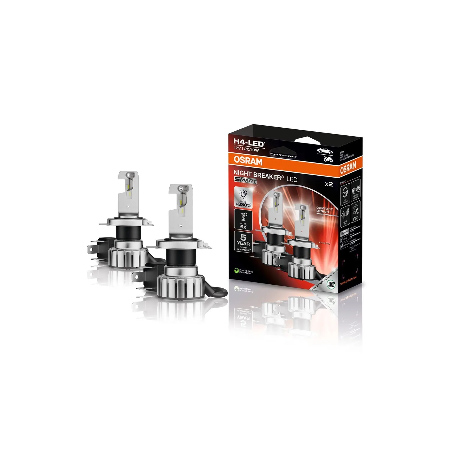 LED żarówki samochodowe OSRAM Night Breaker LED Smart H4 12V 6000K 2 szt.