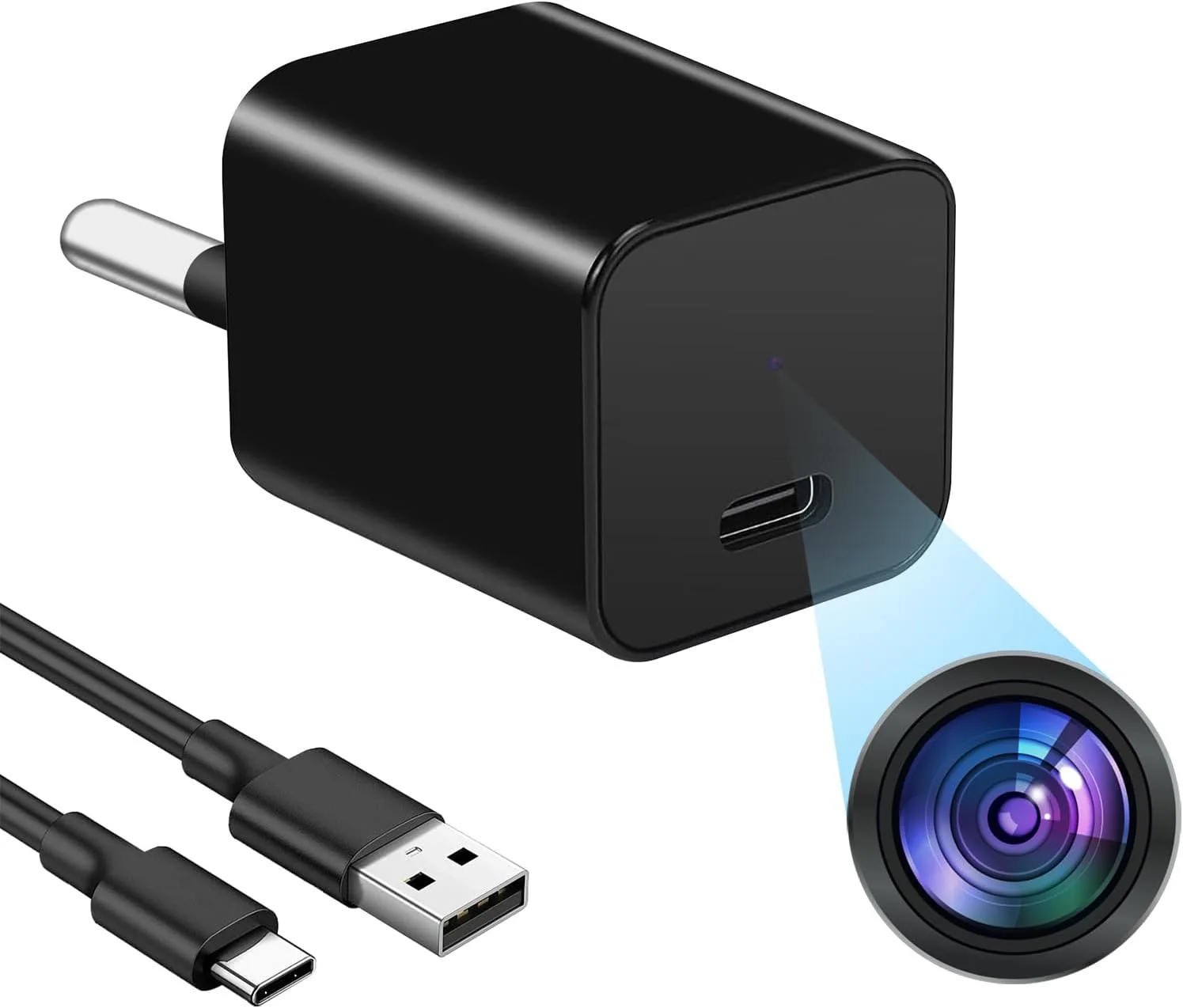 Mini kamera SZB5 1080p bez Wi‑Fi, złącze USB-C, kabel Type-C, czytnik USB