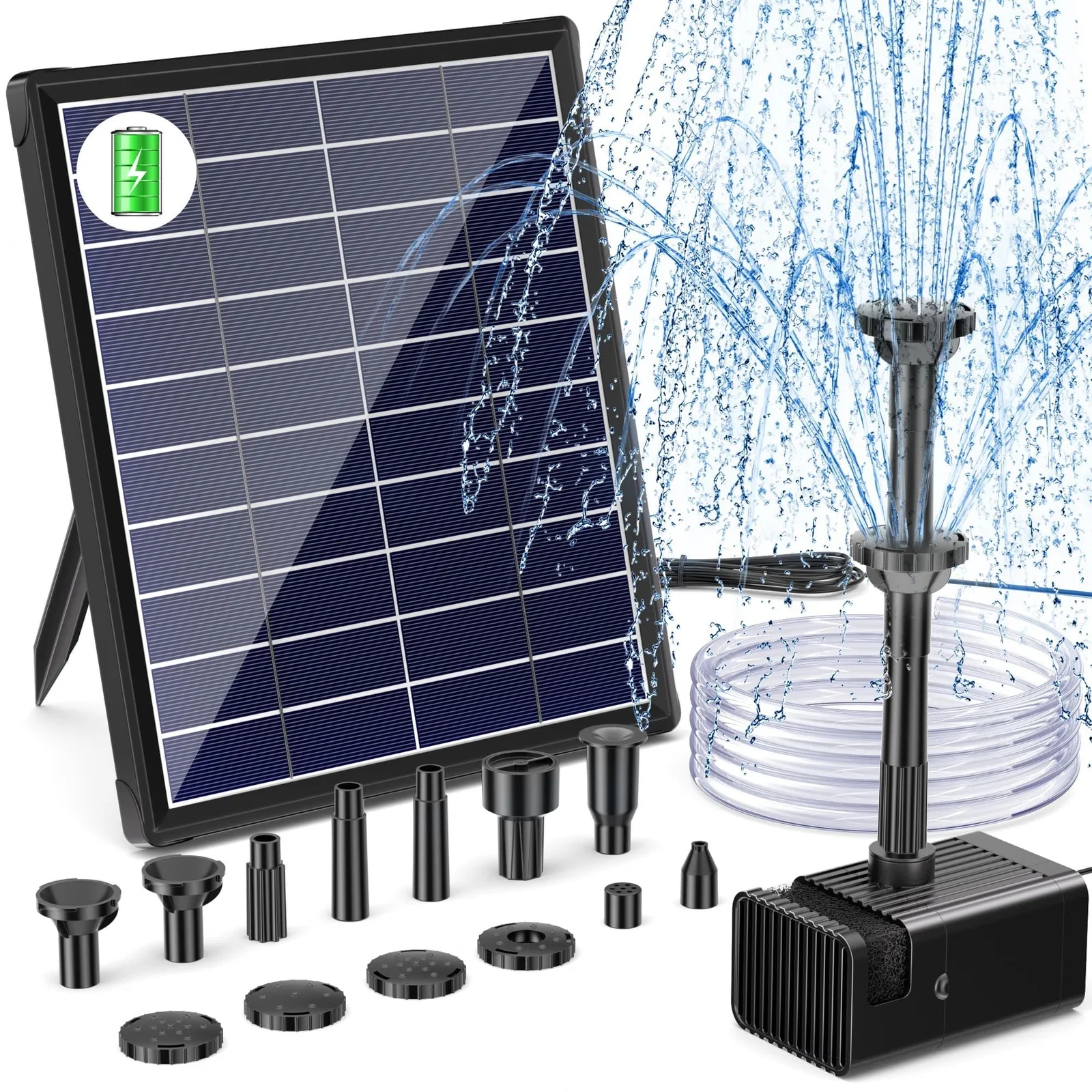 Solarna fontanna Biling 6 W z akumulatorem 3000 mAh 10 dysz