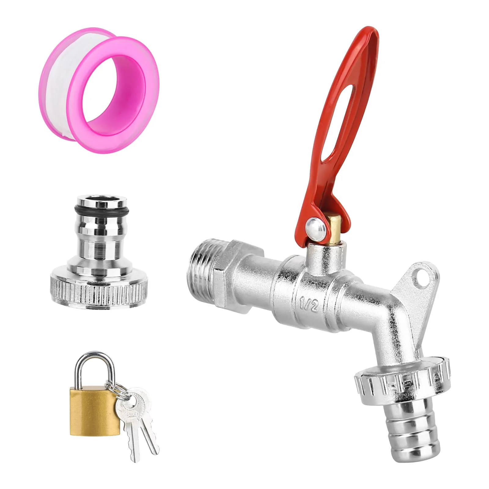 Zamykany mosiężny kran ogrodowy RUCUDIM 1/2″ wejście, 3/4″ wyjście