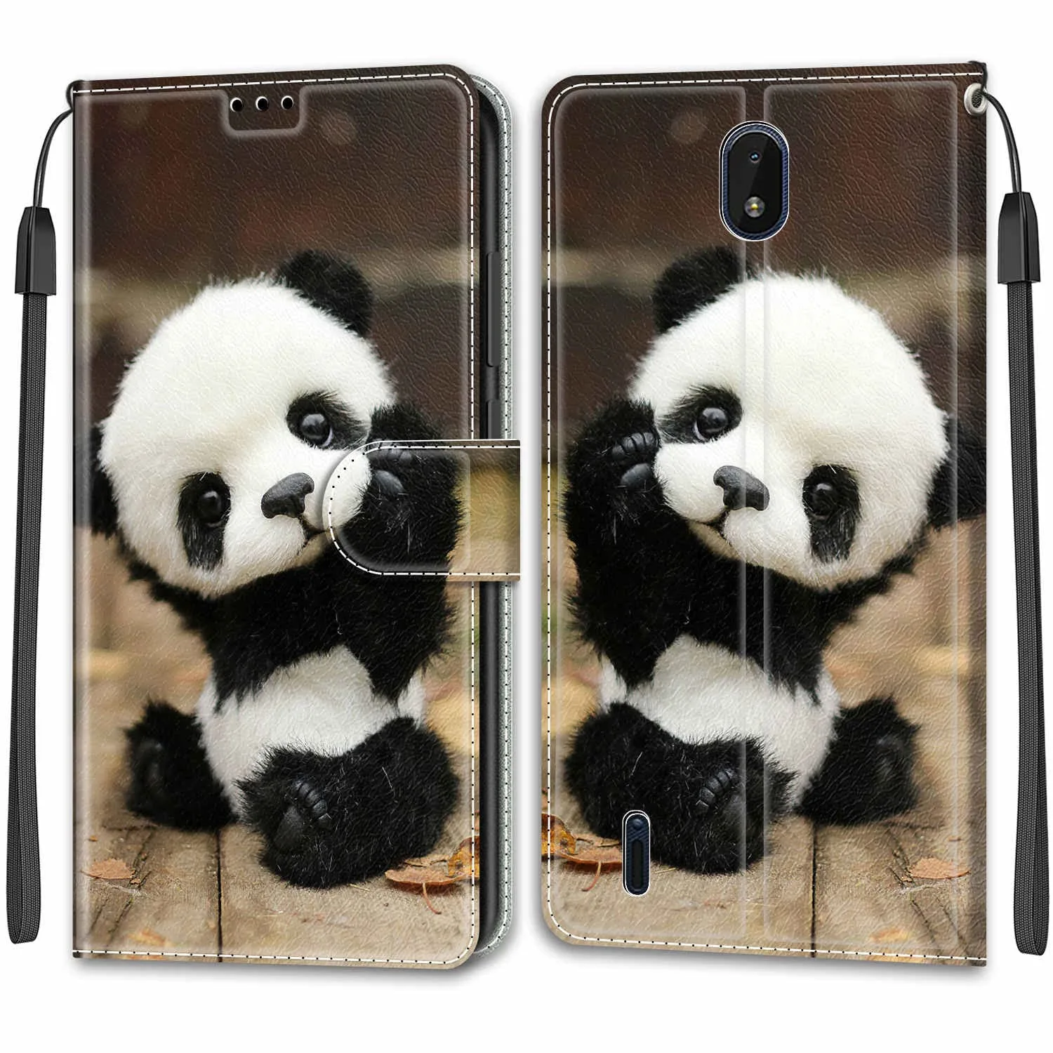 Etui portfelowe z pandą do Nokia C01 Plus