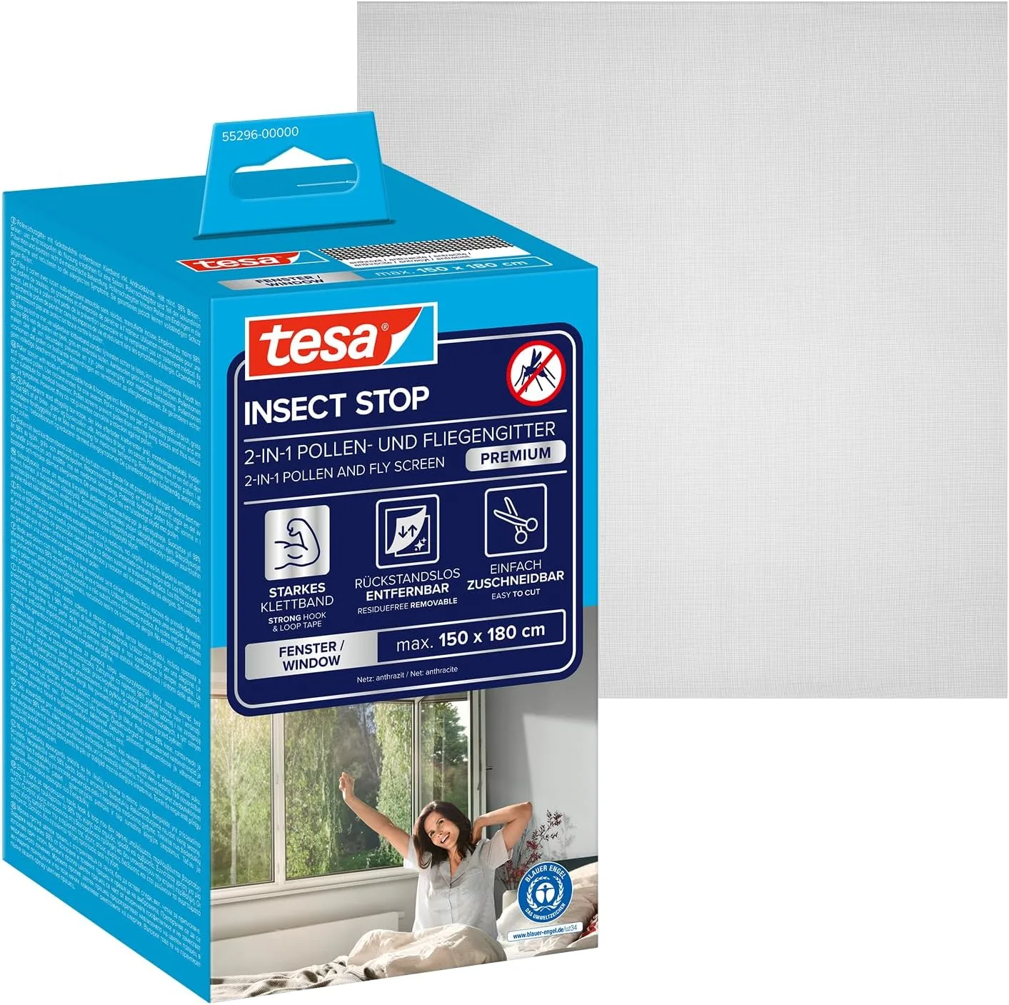 tesa Insect Stop 2-w-1 sieć przeciw pyłkom i owadom 150x180 cm