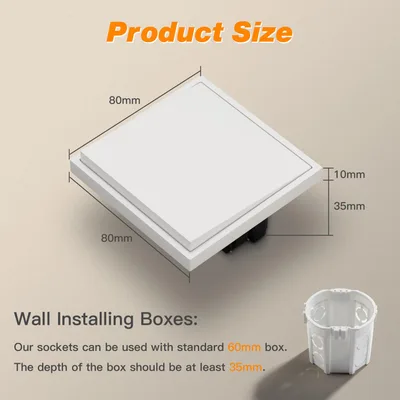 Białe podtynkowe wyłączniki światła 80 × 80 mm 2 szt. MVAVA