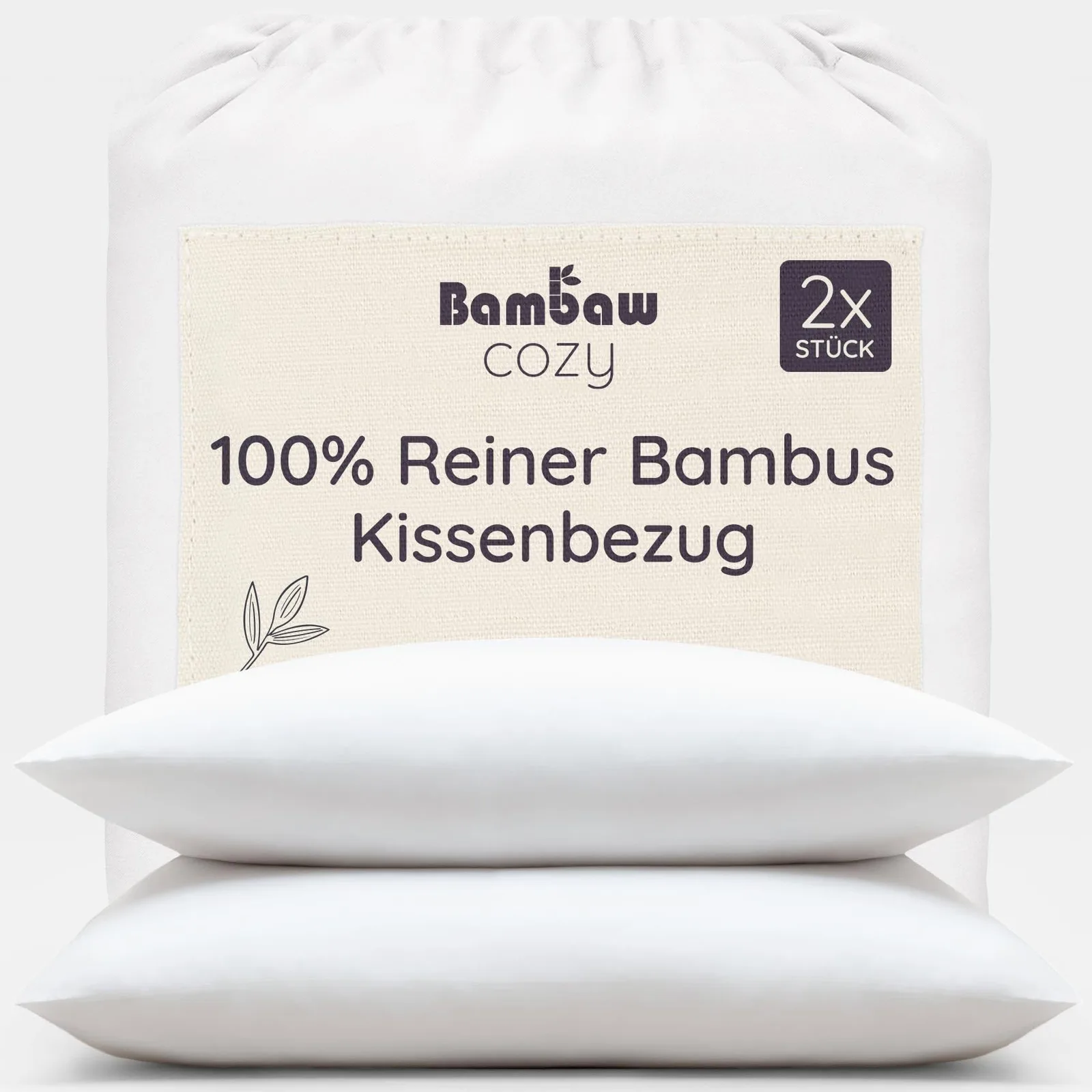Poszewki bambusowe na poduszkę Bambaw 50×70 cm, białe, 2 szt.
