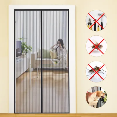 Siatka magnetyczna na drzwi przeciw owadom MYCARBON 110×220 cm czarna