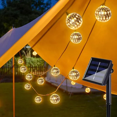 Solarna girlanda świetlna Weiongppy 5 m, 20 LED, srebrne kule