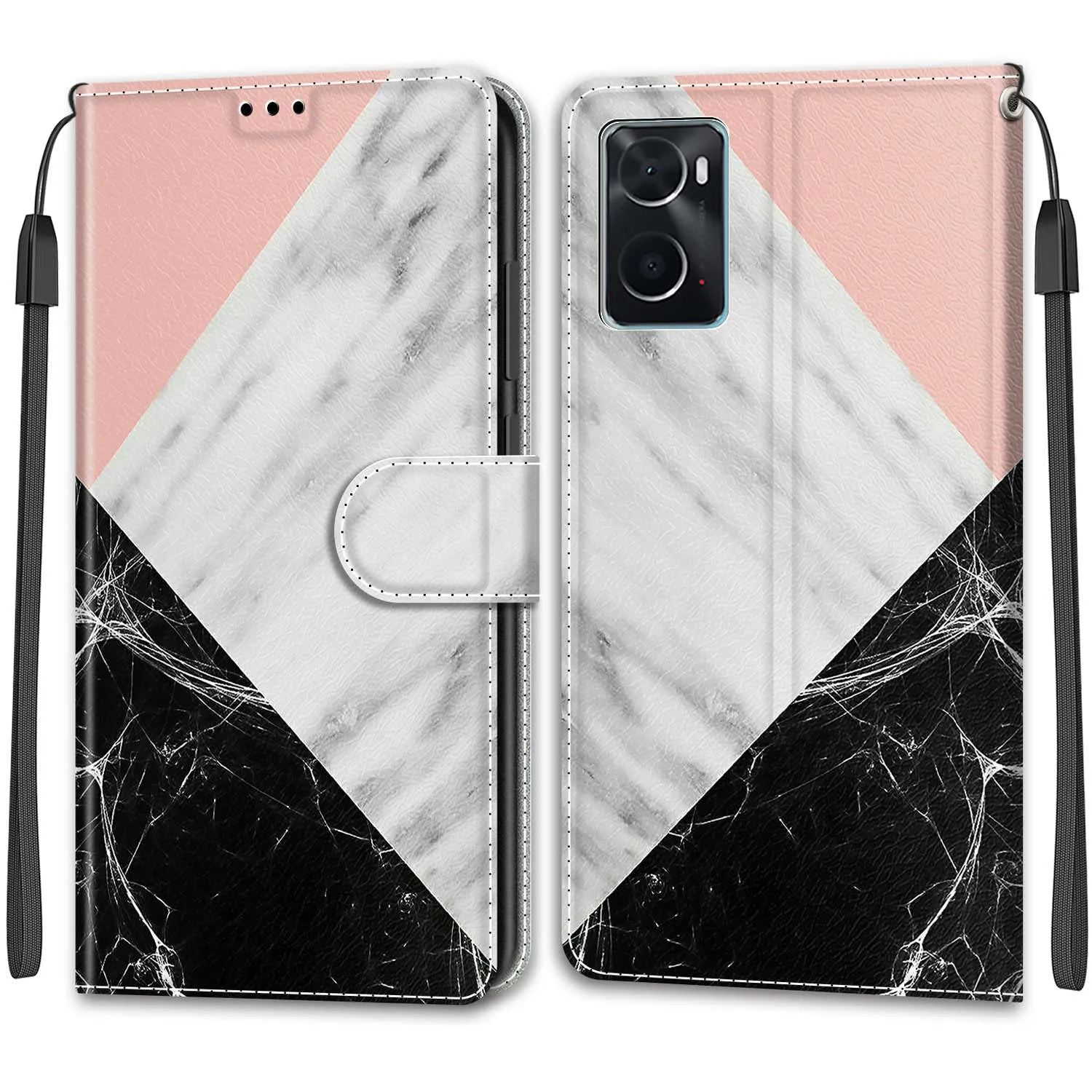 Etui portfel marmurowy do Realme 9i, OPPO A36/A76/A96/K10 4G