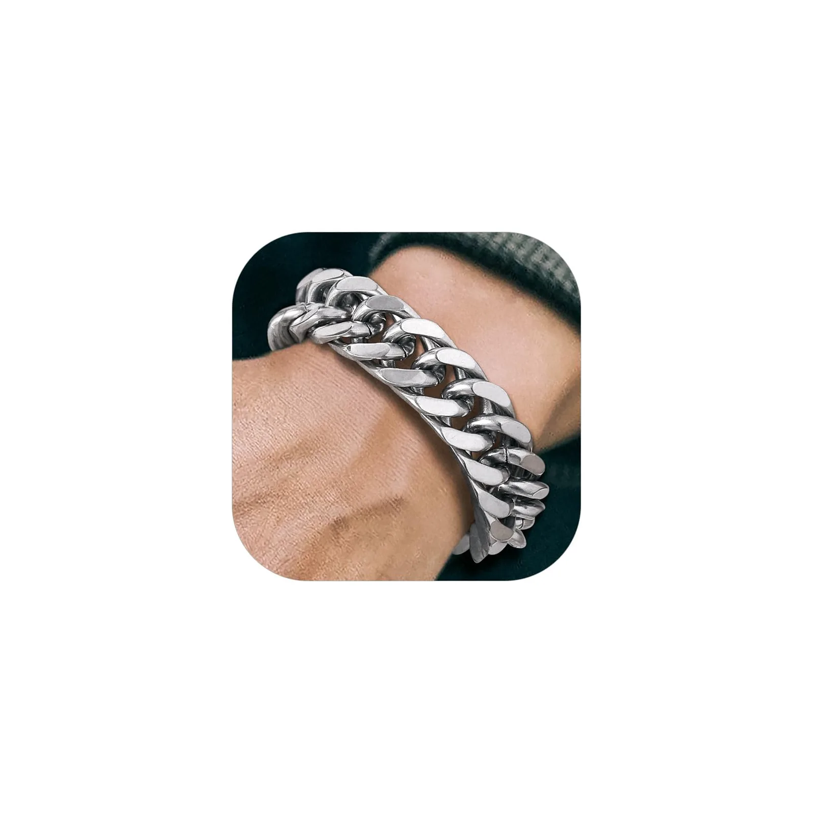 Stalowy bransoleta pancerna Richsteel 21 cm szerokość 17 mm, srebrny