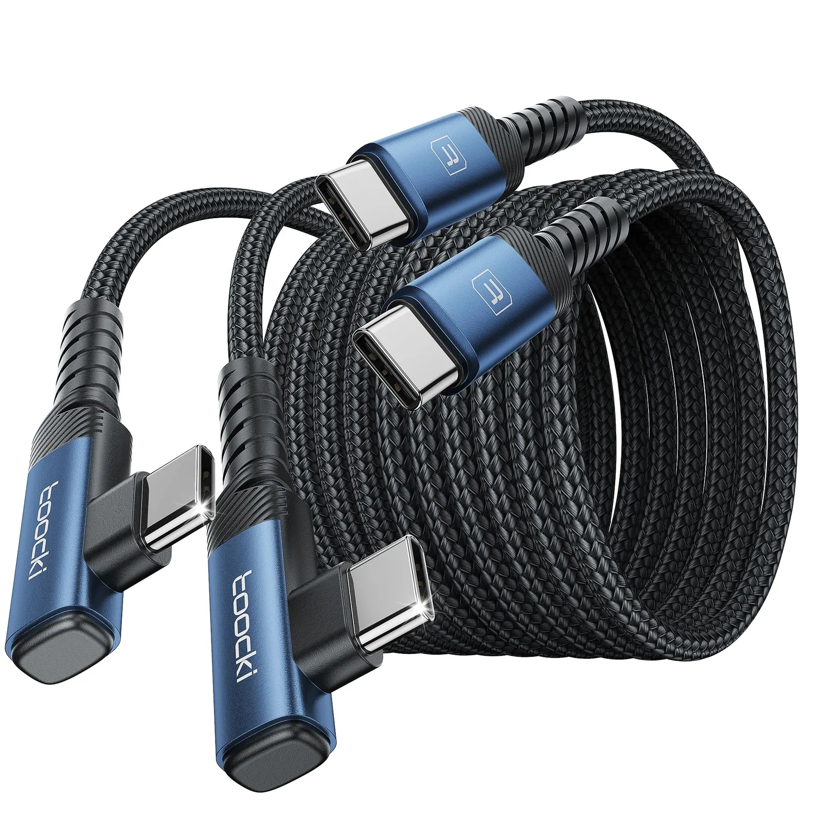 Kabel USB-C pod kątem USB-C 60 W 3 m 2 szt. niebieski