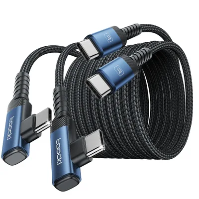 Kabel USB-C pod kątem USB-C 60 W 3 m 2 szt. niebieski toocki
