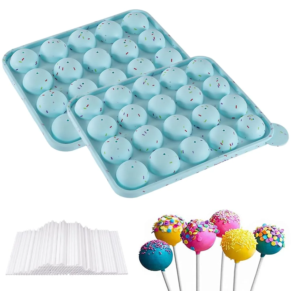 Silikonowa forma do cake pops Puedno 20 wgłębień + 100 patyczków niebieska