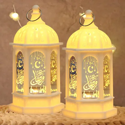 Ramadánskie LED lampiony z księżycem i gwiazdami 17 cm 2 sztuki Booaee