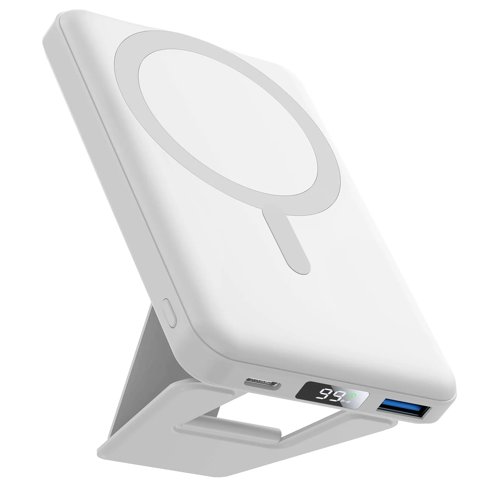 Bezprzewodowa magnetyczna powerbank AOGUERBE 10000 mAh MagSafe biała