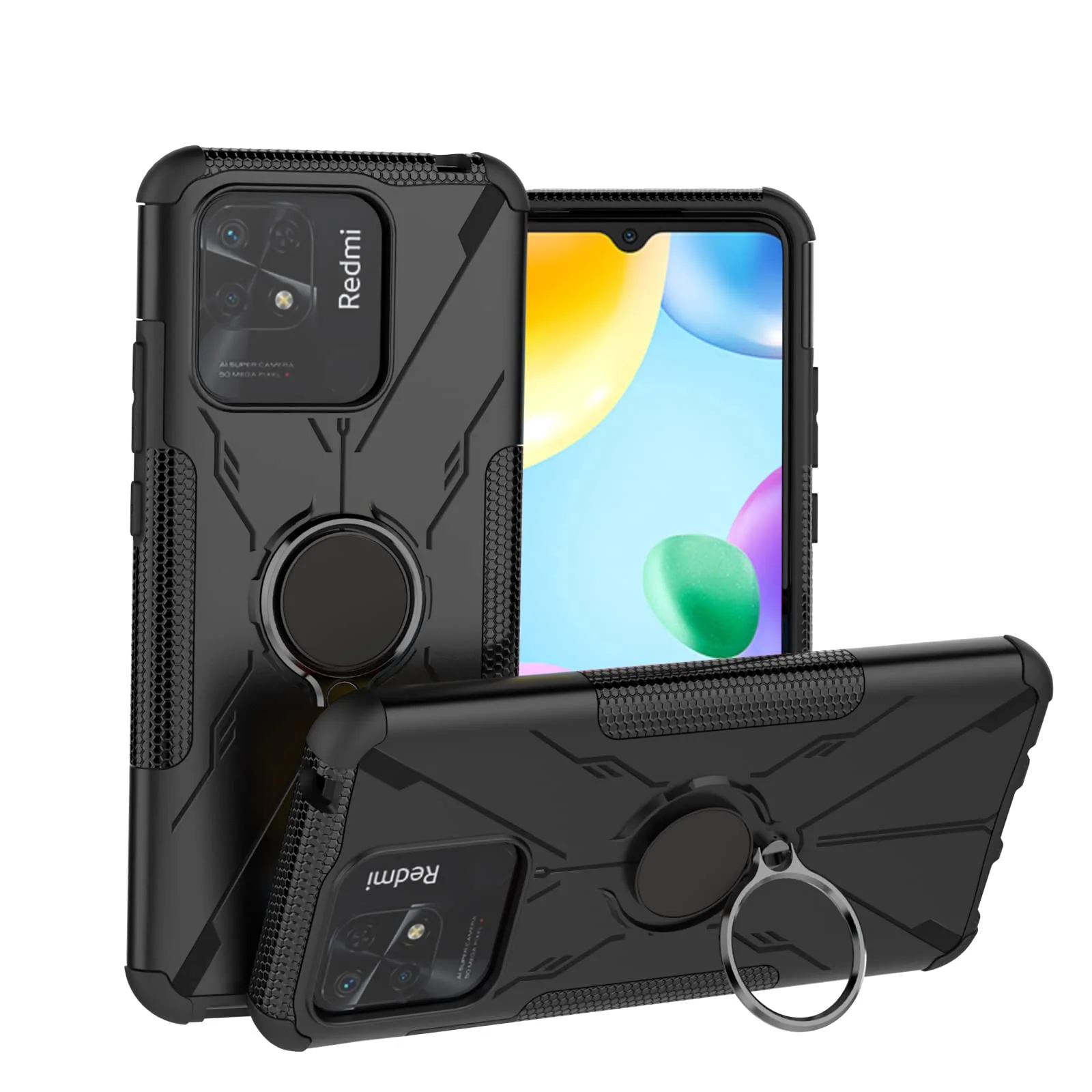 JRTAL etui z pierścieniem do Xiaomi Redmi 10C czarne