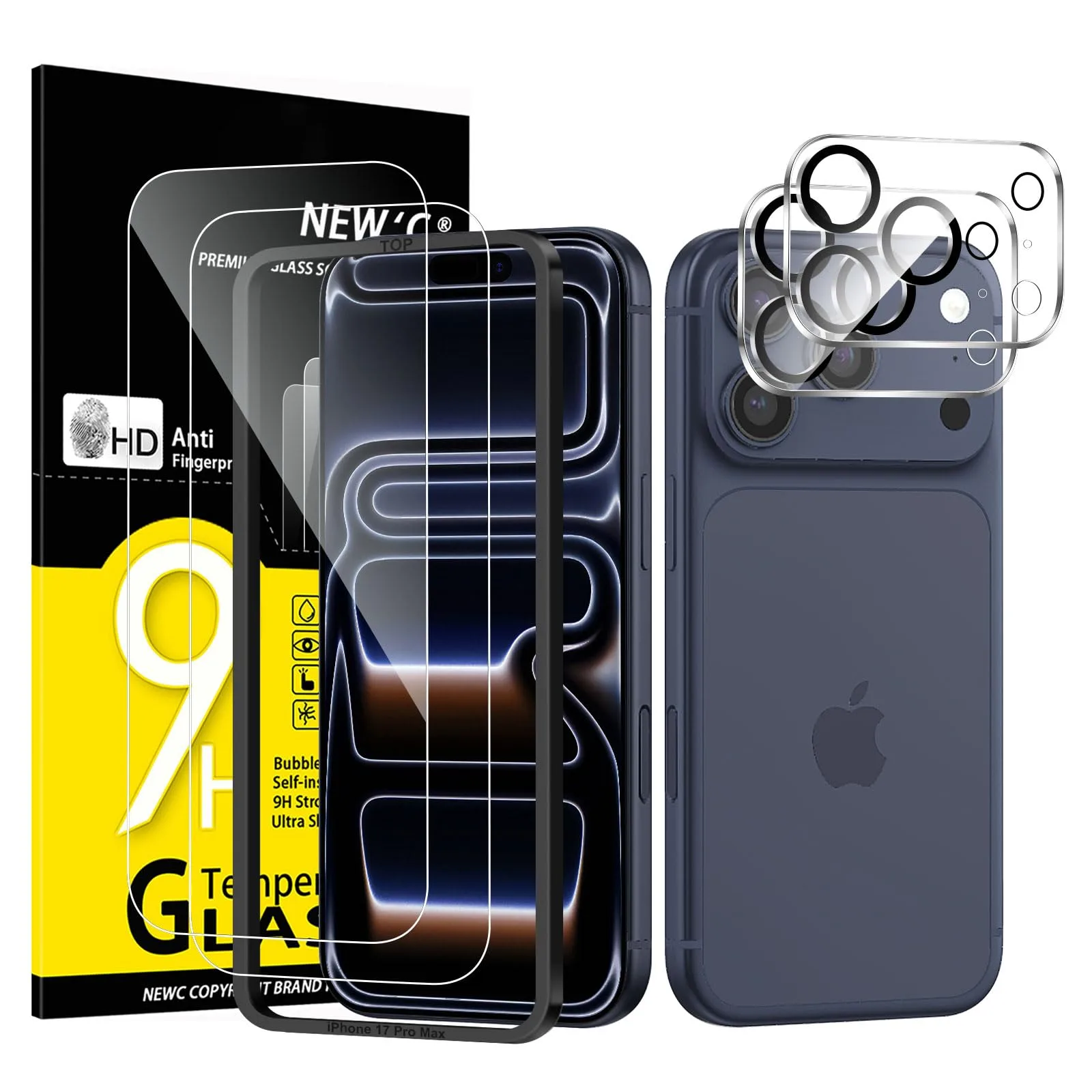 Szkła ochronne na ekran i aparat NEW'C do iPhone’a 17 Pro Max 2+2 szt.