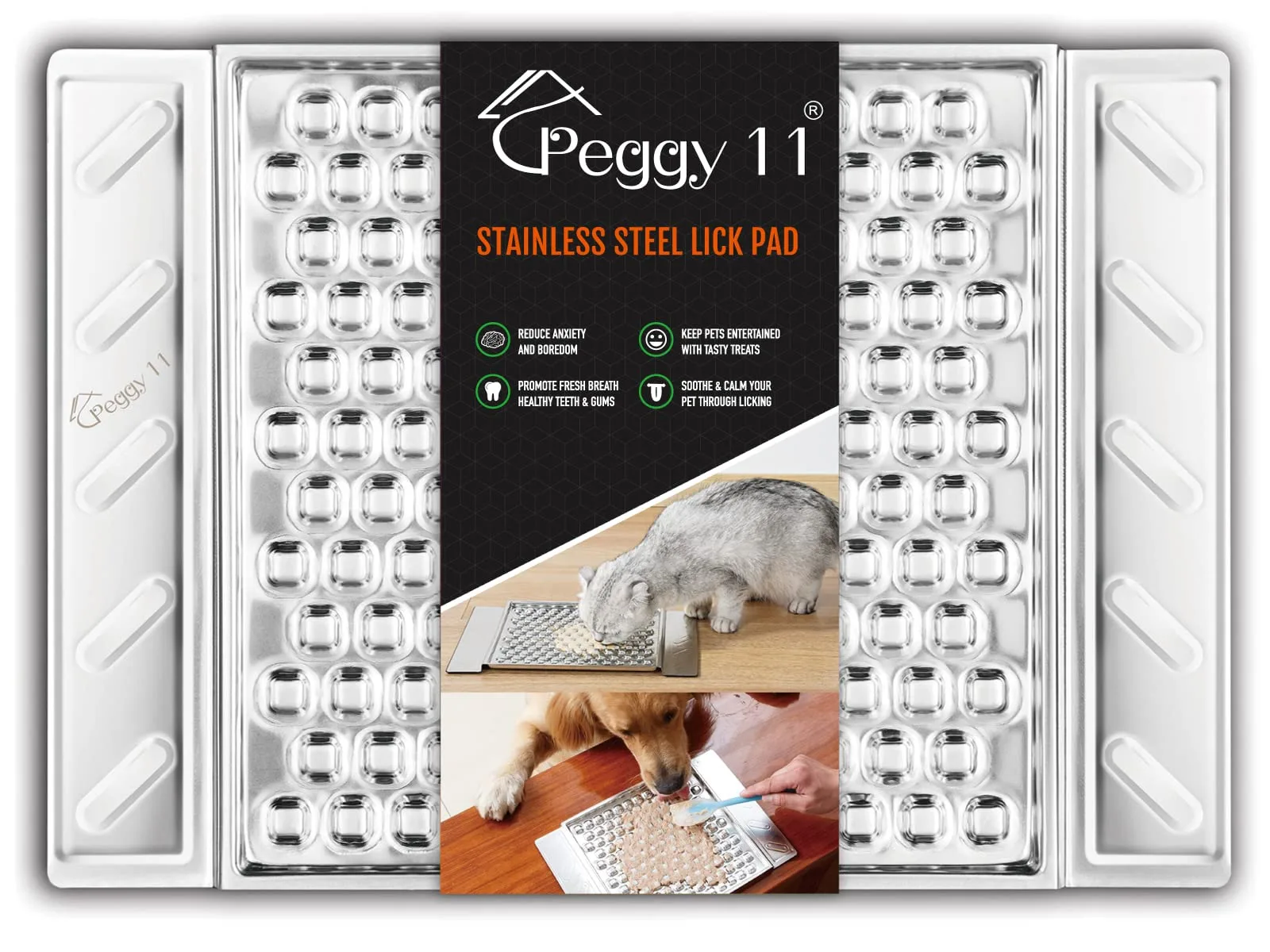Nierdzewna podkładka do lizania PEGGY11 FT-80006 z przyssawkami, szara
