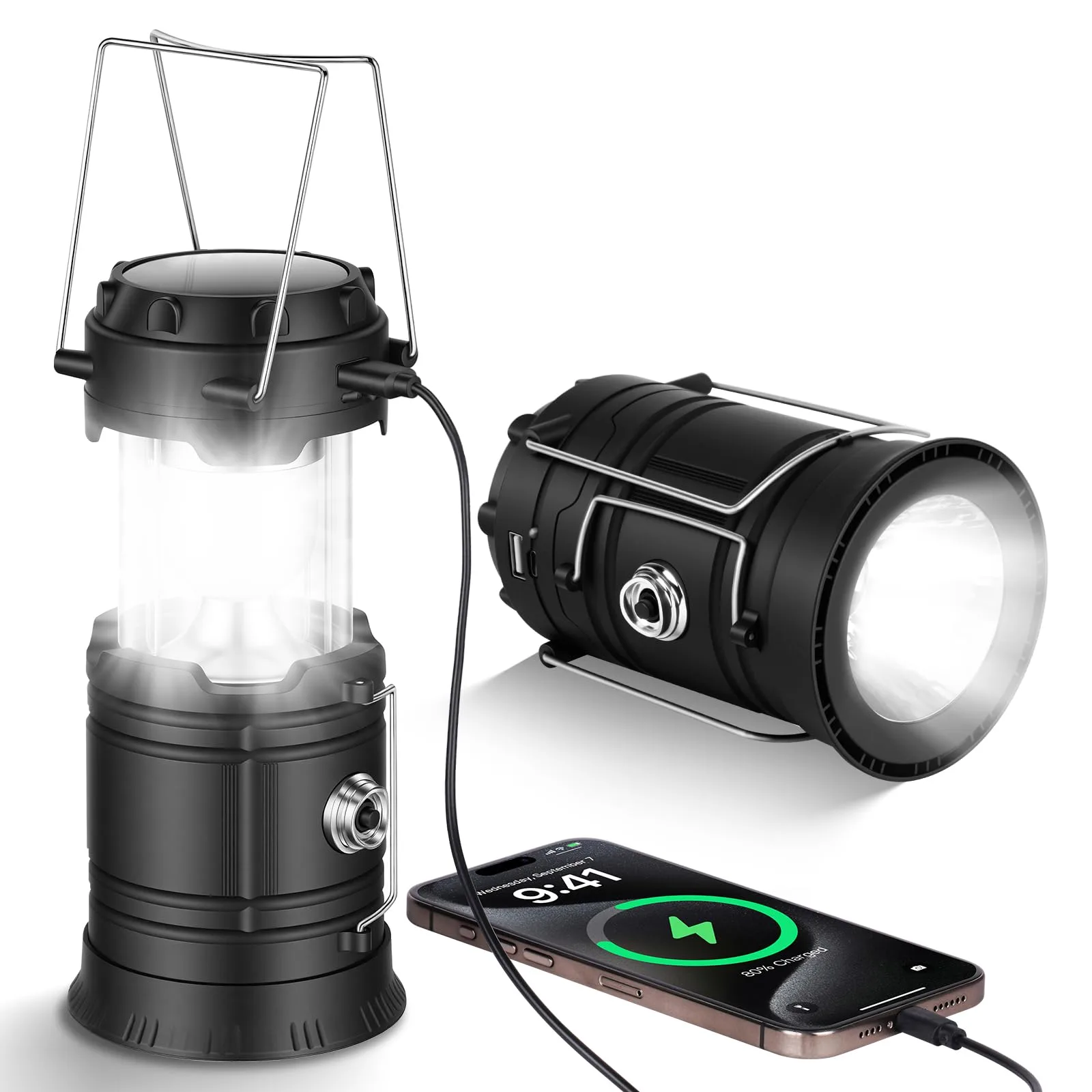 Latarnia LED kempingowa solarna HOTUT 5363940 – ładowanie USB