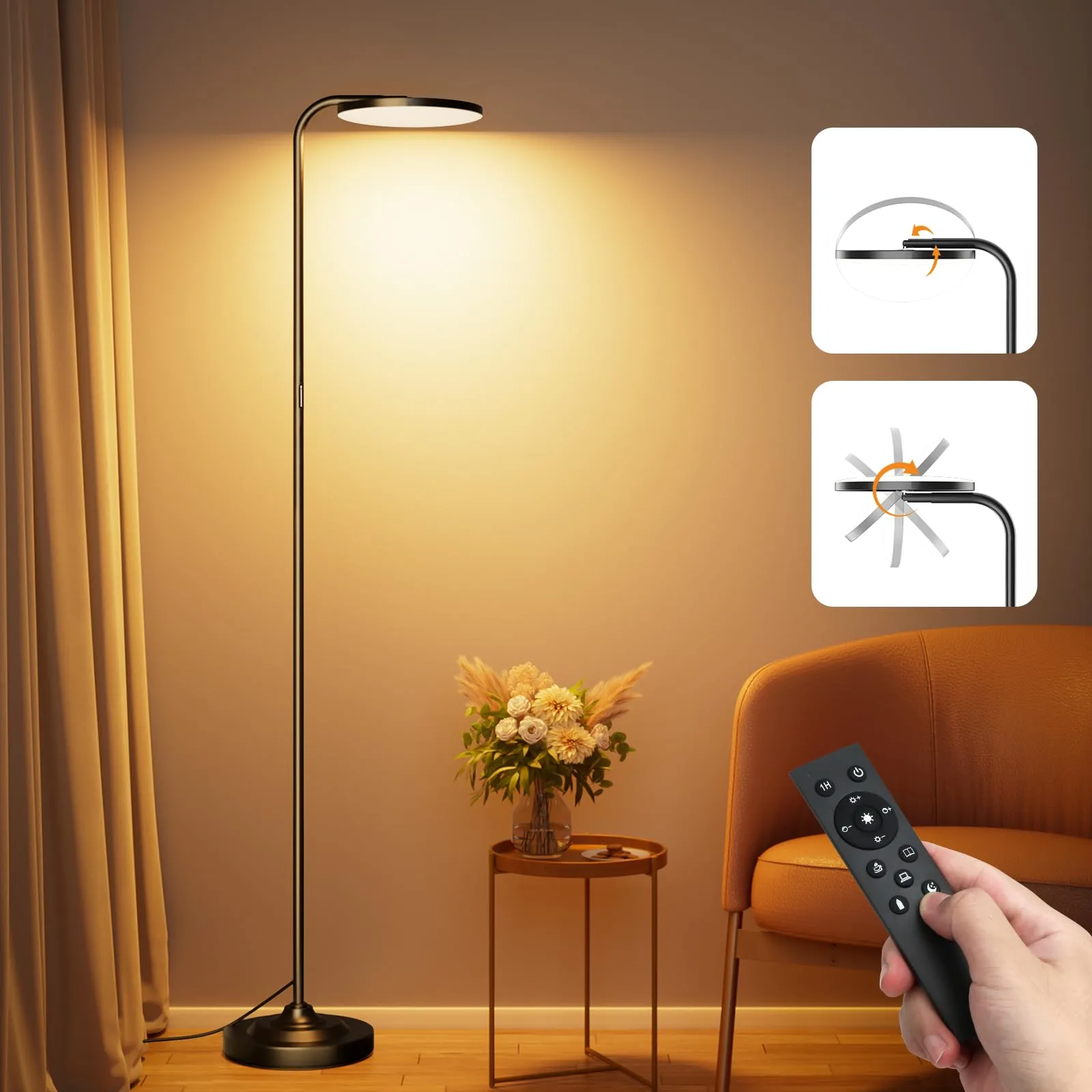 Stojąca LED lampa SIBRILLE MF30012 36W 240V 3000–6000K czarna z pilotem