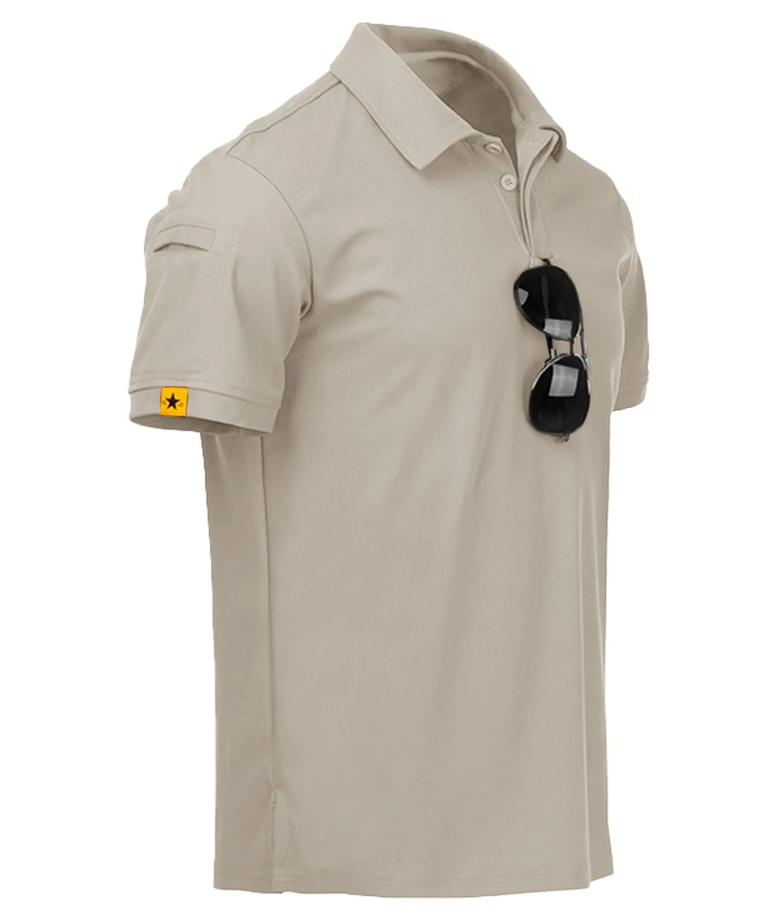 Męska koszulka polo JACKETOWN z krótkim rękawem, jasny khaki, rozmiar M