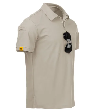 Męska koszulka polo JACKETOWN z krótkim rękawem, jasny khaki, rozmiar M