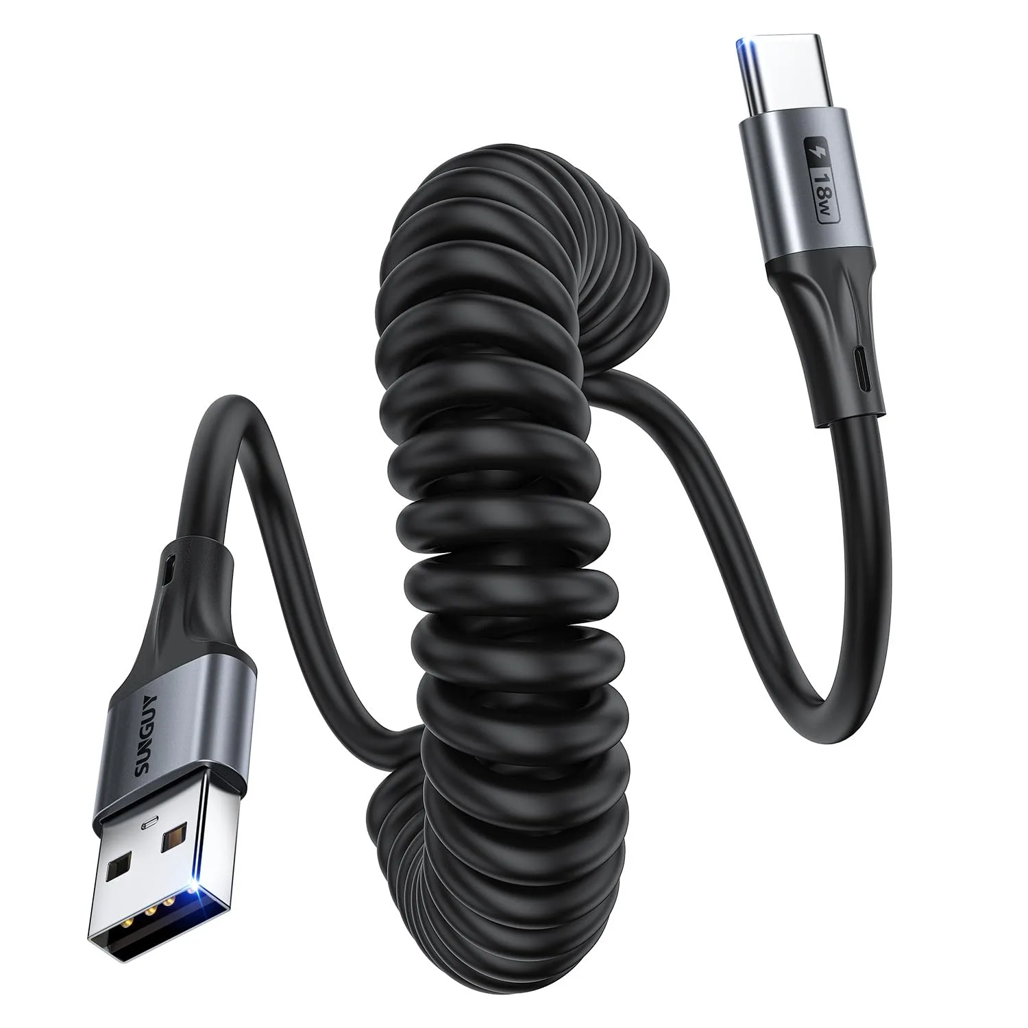 Skręcany kabel USB-A do USB-C SUNGUY 0,4–1 m 2 sztuki