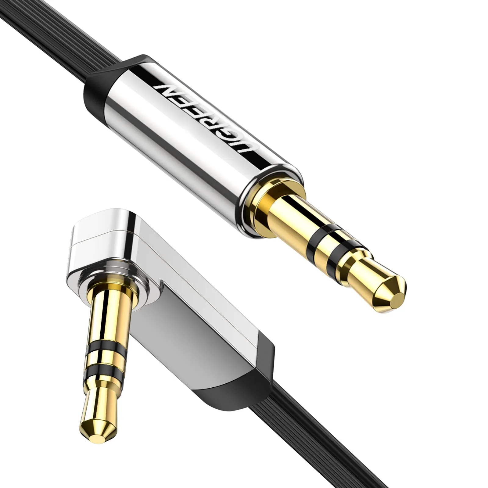 UGREEN 10599 płaski AUX kabel 3,5 mm samiec/samiec 2 m 90°