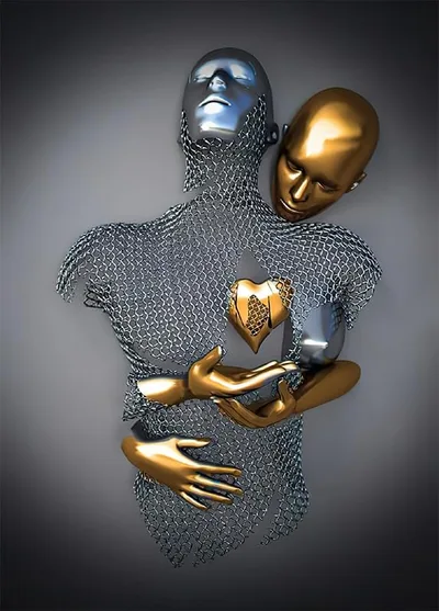 Metalowy 3D obraz romantyczna para 20 × 30 cm LPFNSF