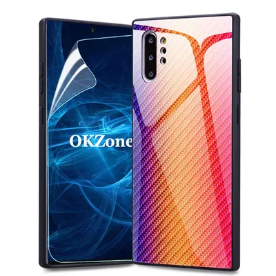 Pomarańczowe etui z hartowanym szkłem 9H do Samsung Galaxy Note 10 Plus OKZone