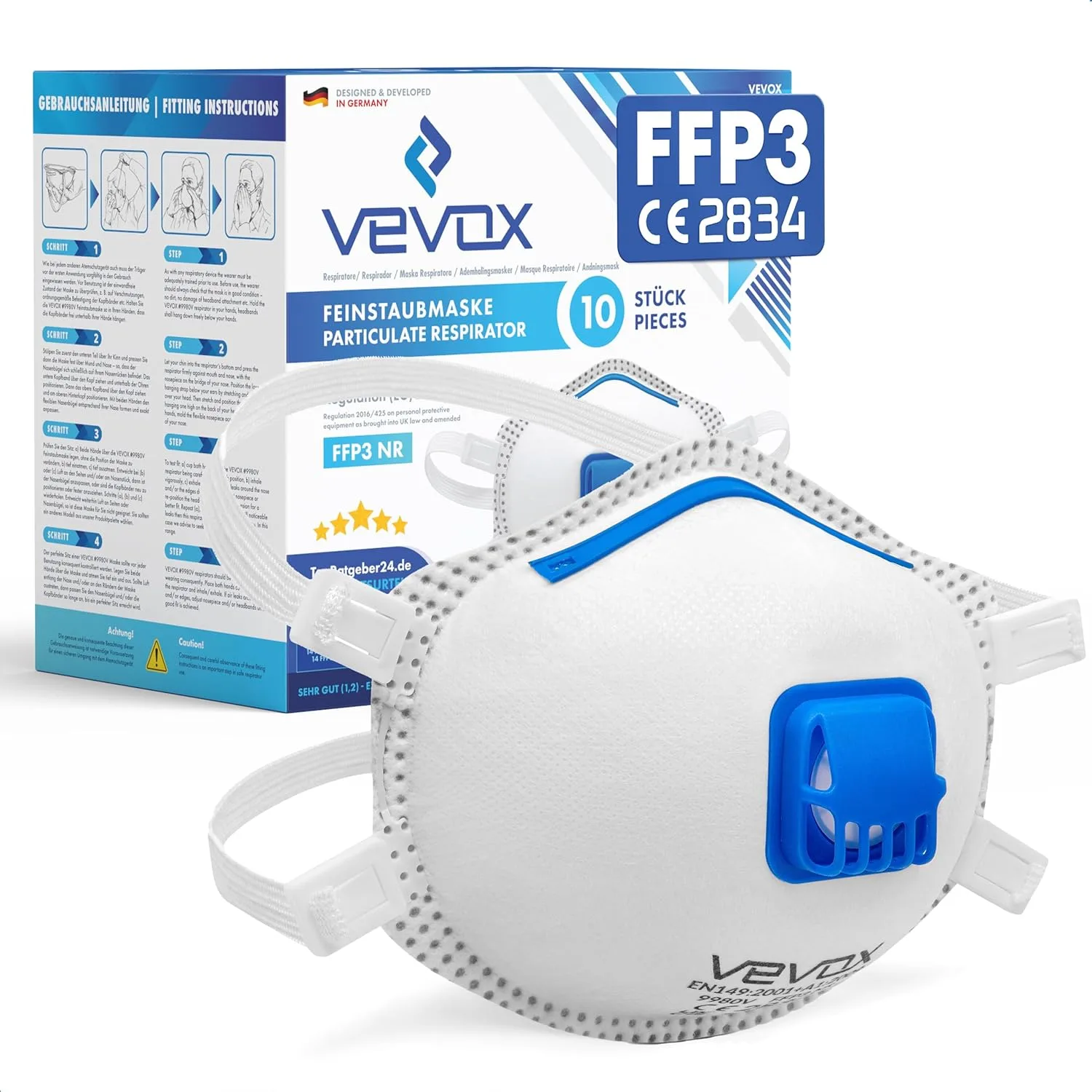 Respirator FFP3 z zaworem VEVOX 10 szt.