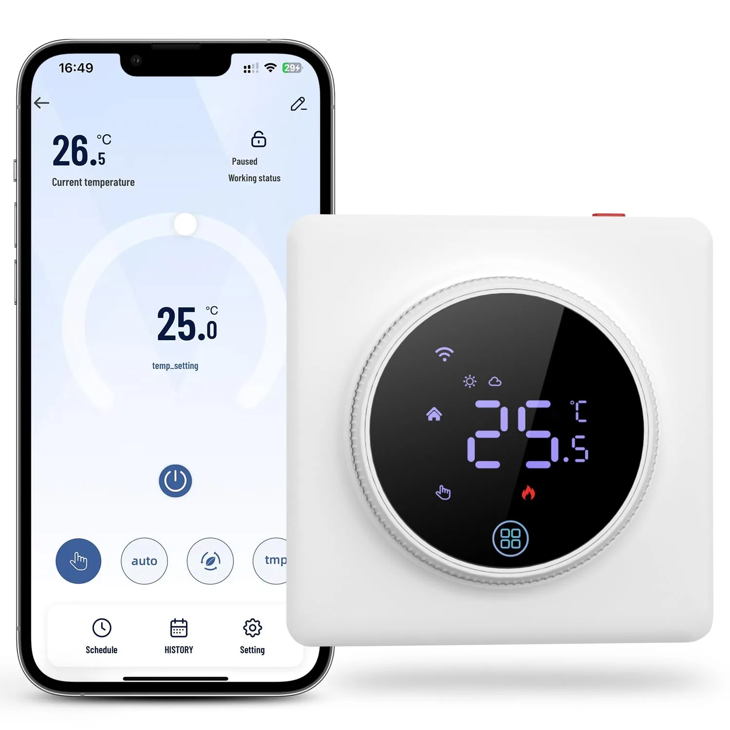 MIUCDA WiFi programowalny termostat biały
