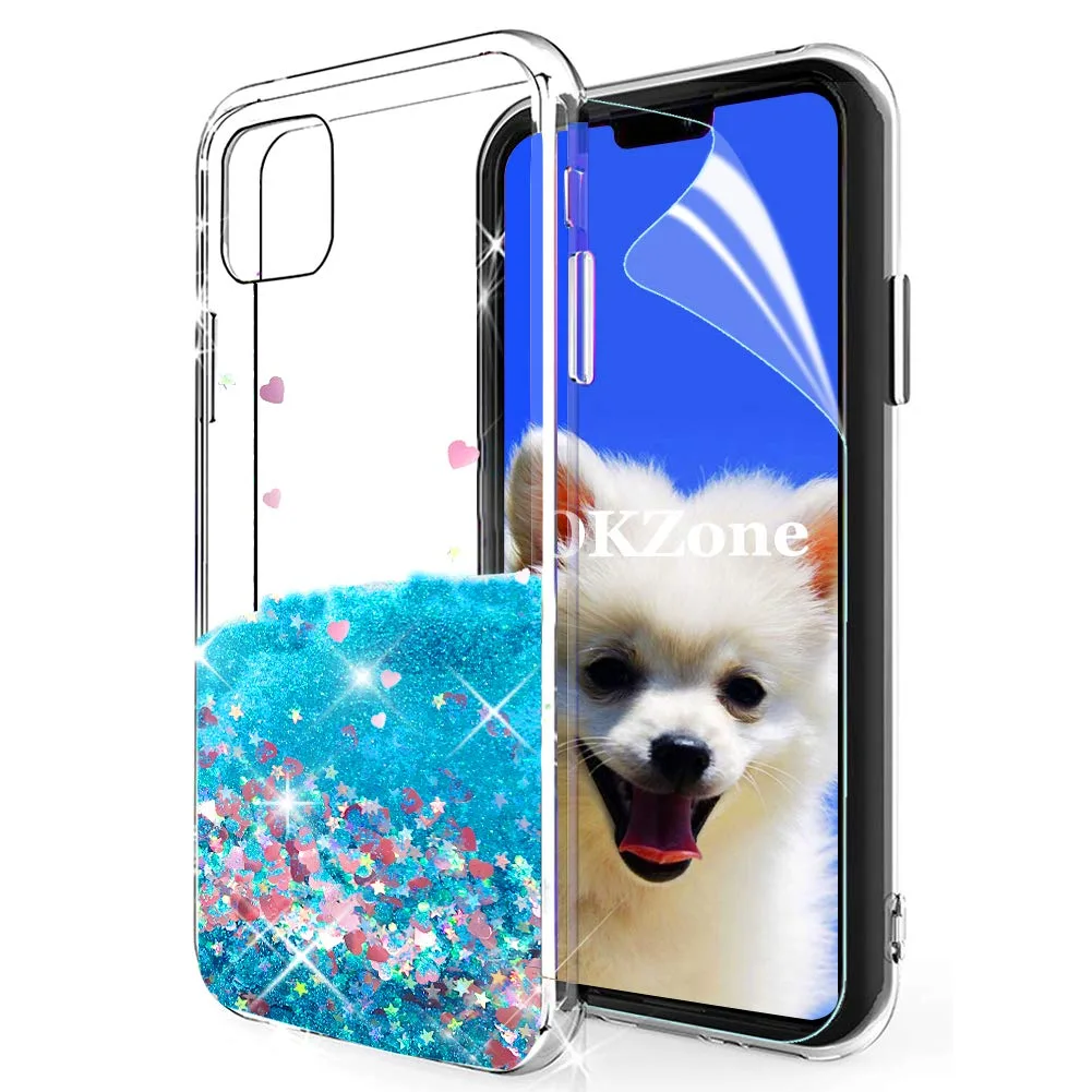 OKZone niebieskie błyszczące etui z serduszkiem do iPhone’a 11 Pro Max