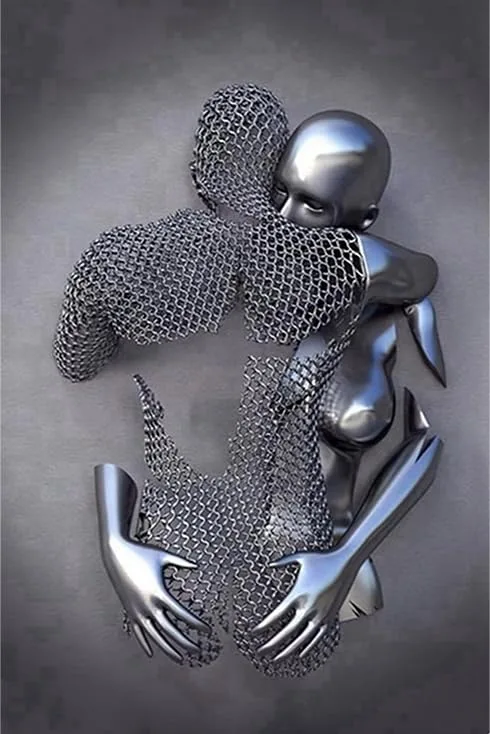 Metalowy obraz 3D: romantyczna para 20 × 30 cm