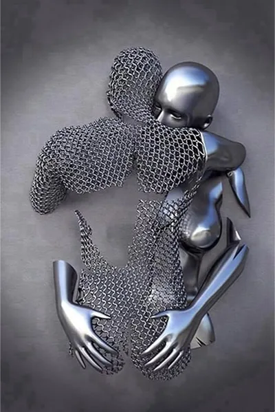 Metalowy obraz 3D: romantyczna para 20 × 30 cm LPFNSF