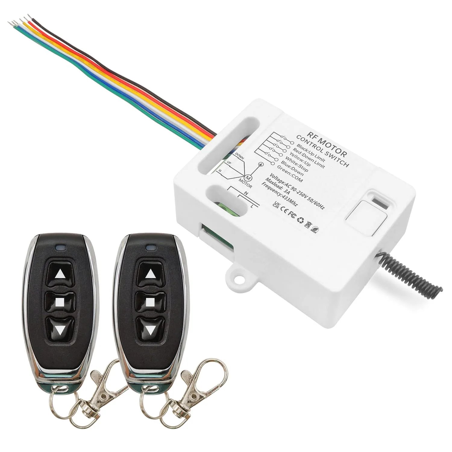 Zdalny sterownik do rolet DieseRC RF AC 220–230 V 3 A z 2 pilotami
