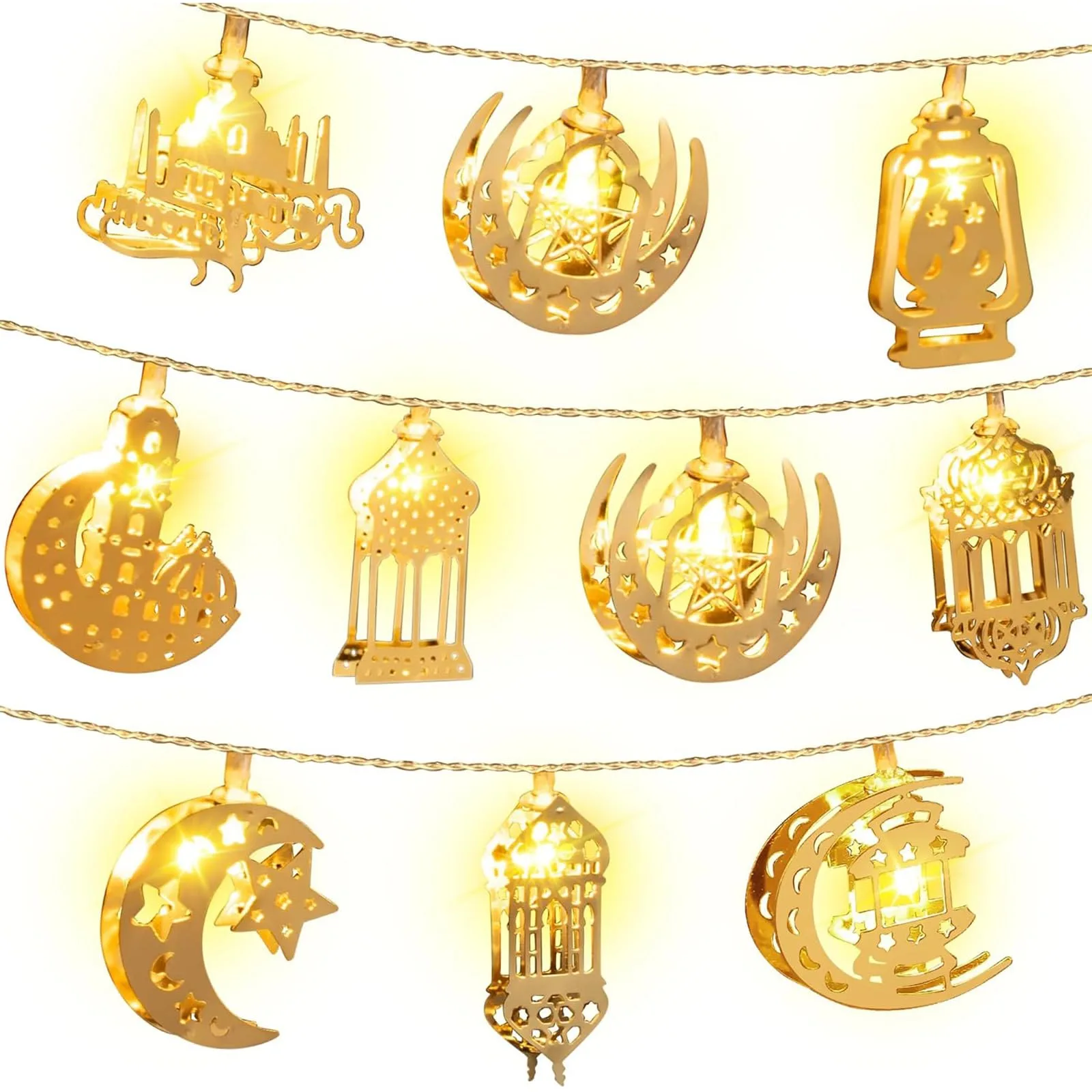 REGAPOG łańcuch LED na Ramadan, długość 1,65 m, 10 LED, barwa ciepłej bieli