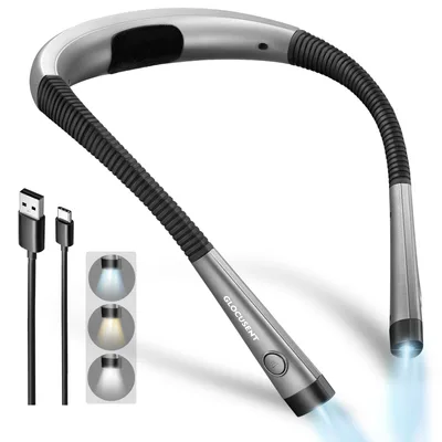 LED lampa do czytania na szyję Glocusent USB-C szara