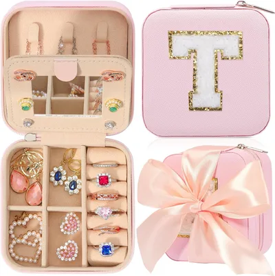 Mini podróżna szkatułka na biżuterię z literą T 10 × 10 × 5 cm ASHYLE