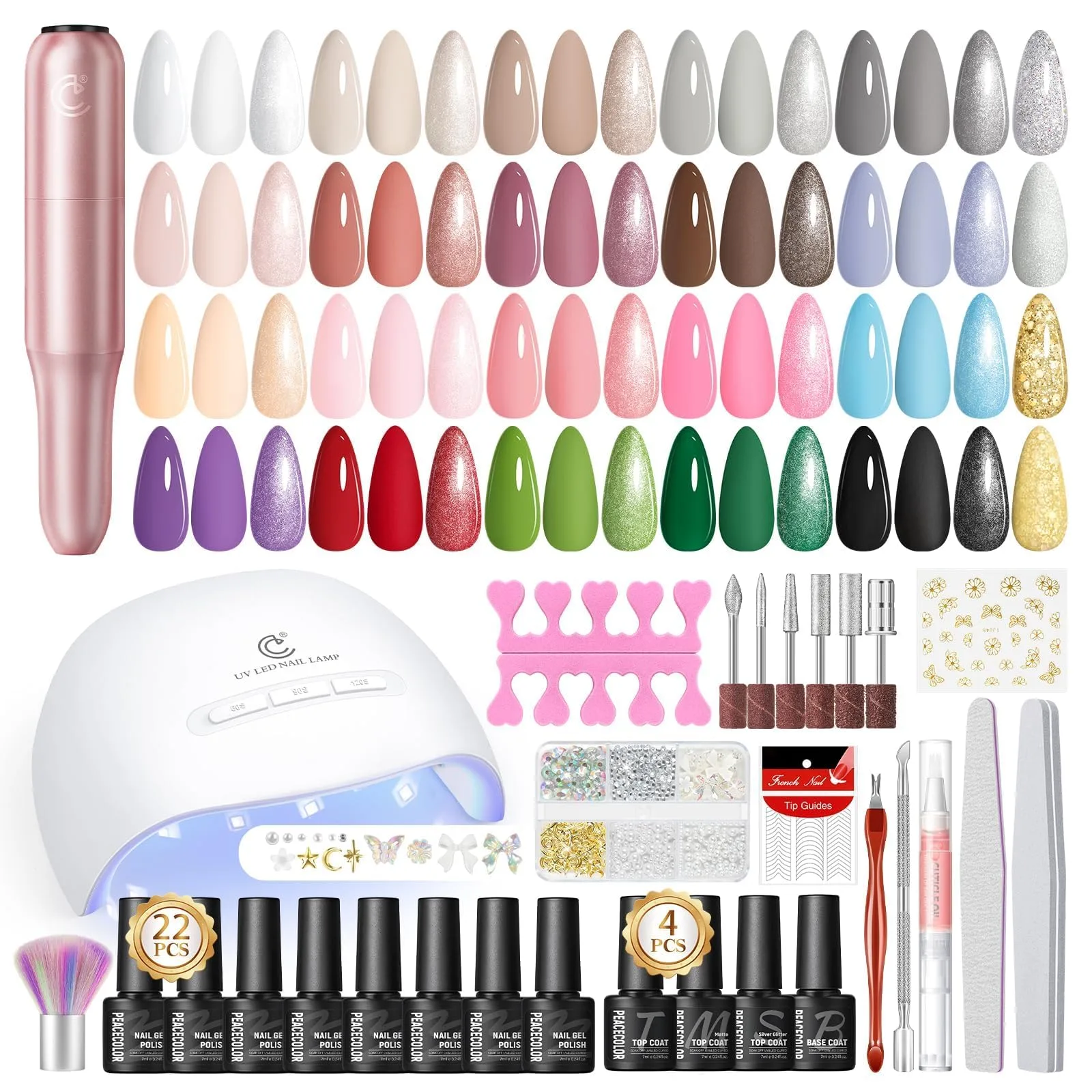 Zestaw laków UV z lampą PEACECOLOR LFXDE15152 Set 22
